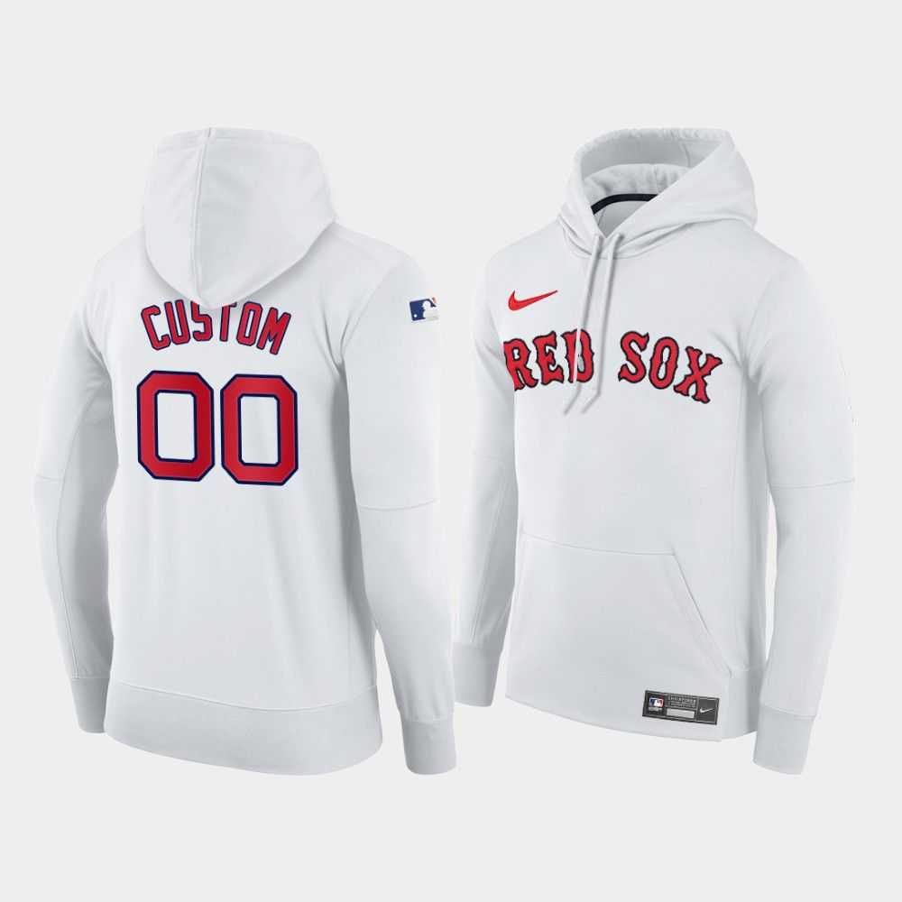 Men Boston Red Sox 00 Custom white home hoodie 2021 MLB Nike Jerseys
